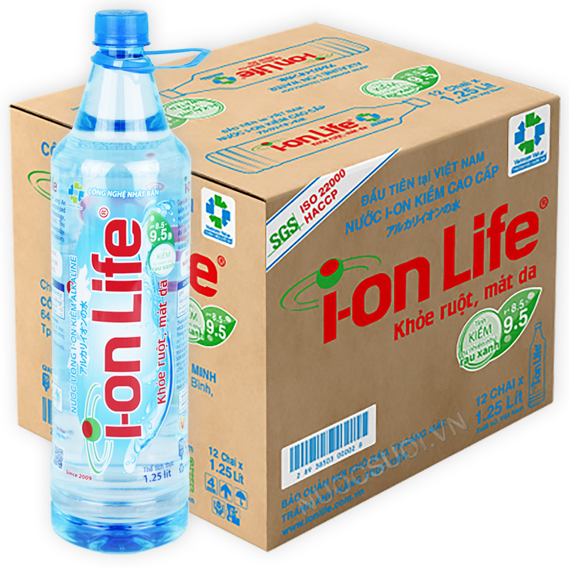 Nước ion Life 1.25L (1,25 lít x 12 chai) - Freeship!