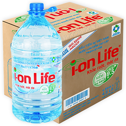 Nước ion Life 4.5L (4,5 lít x 4 chai) - Freeship!