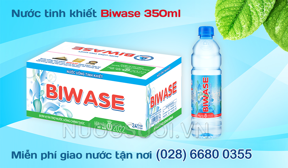 nước Biwase 350ml, thùng 24 chai, Biwase, nước suối, nước uống giá rẻ, freeship tại TPHCM, nước đóng chai, nước tinh khiết