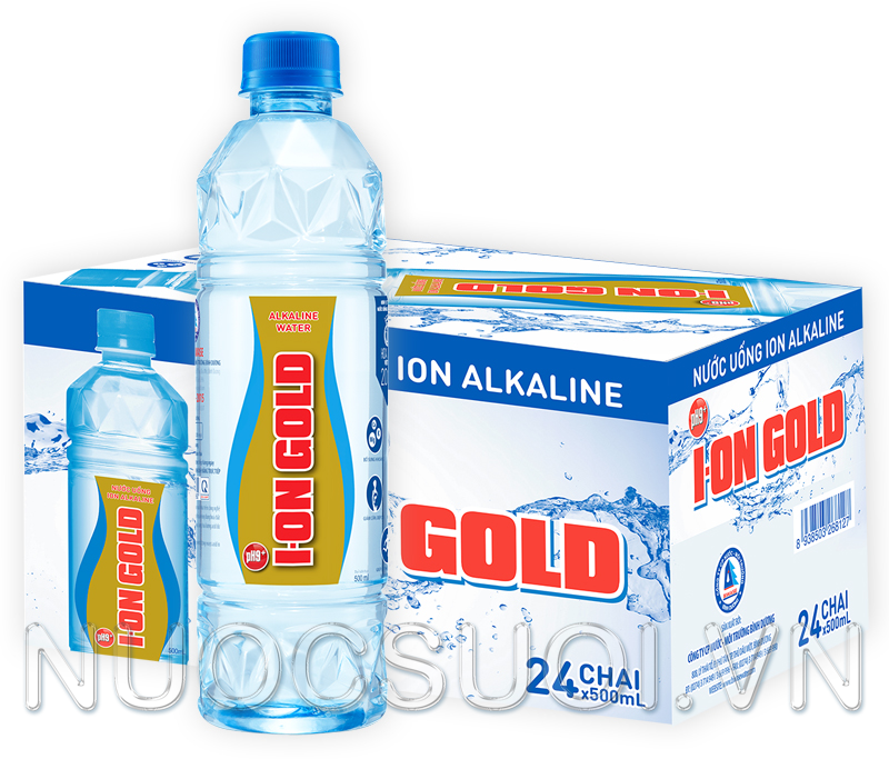 nước ion Gold 500ml, thùng 24 chai, ion Gold, freeship tại TPHCM, nước suối đóng chai, giá rẻ, 500ml, nước ion kiềm