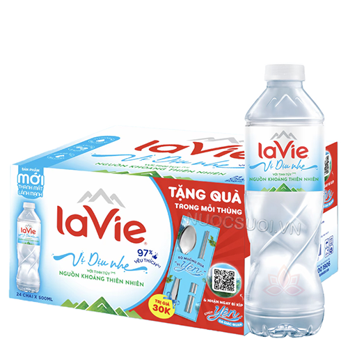 nước Lavie 500ml, thùng 24 chai, Lavie, nước suối, vị dịu nhẹ, freeship tại TPHCM, nước đóng chai, nước tinh khiết