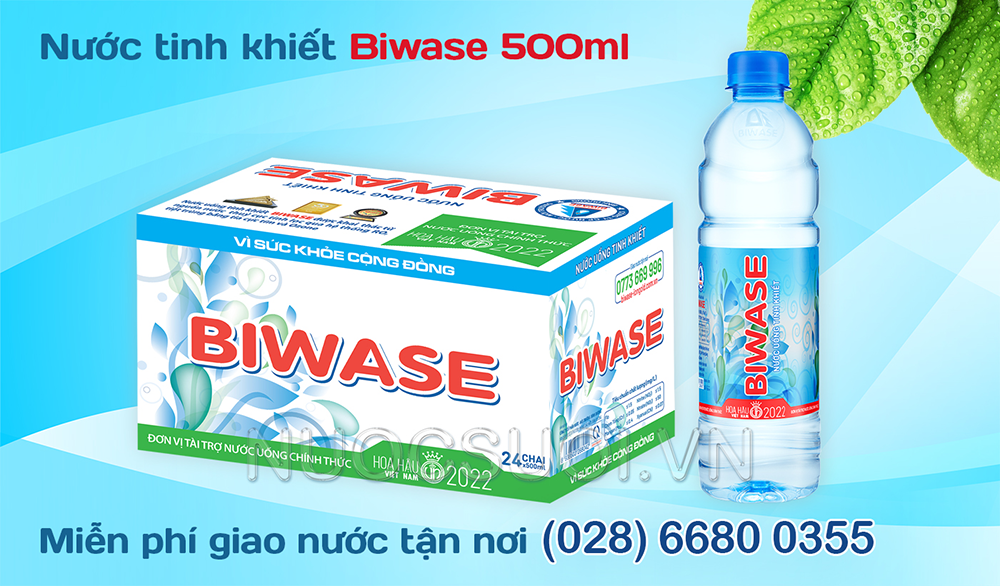 nước Biwase 500ml, thùng 24 chai, Biwase, nước suối, nước uống giá rẻ, freeship tại TPHCM, nước đóng chai, nước tinh khiết