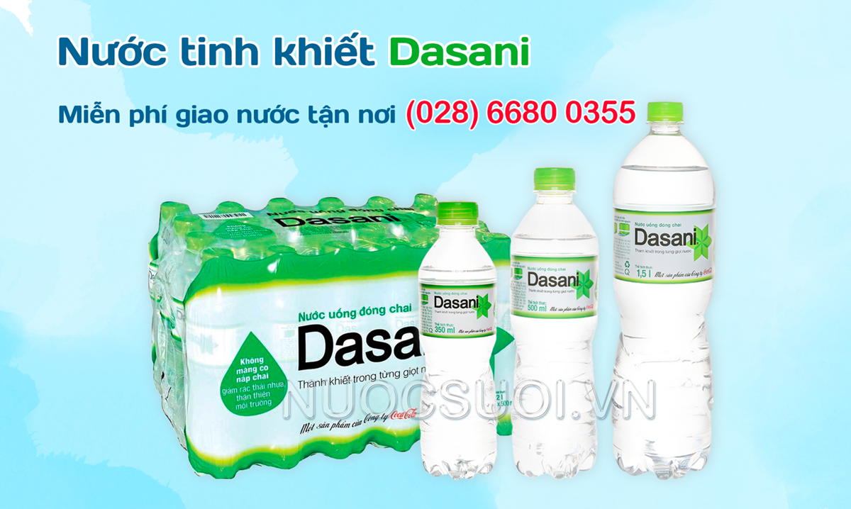 nước Dasani, Dasani, 350ml, 500ml, 1.5L, Coca-Cola, freeship tại TPHCM, không sản xuất nước bình 20L, nước uống đóng chai, nước tinh khiết