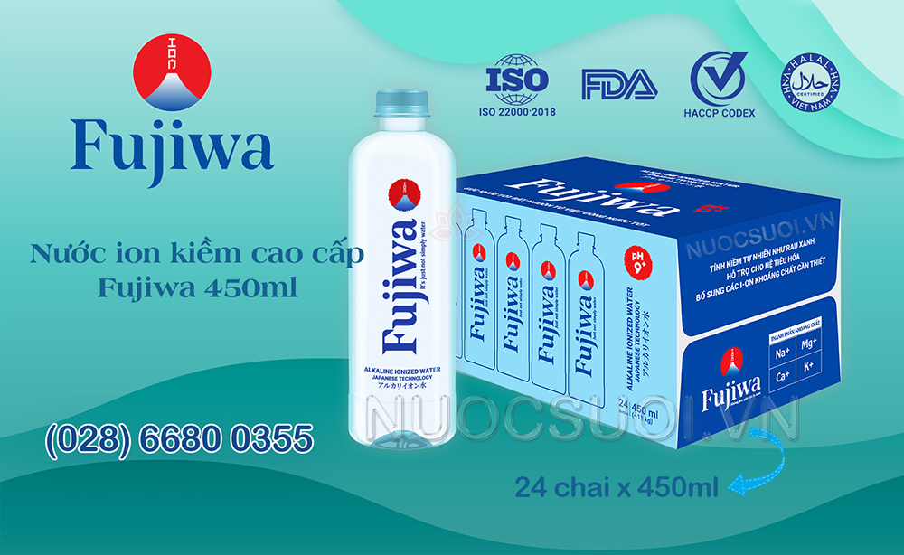 Nước ion Fujiwa 450ml (Thùng 24 chai) - Freeship!