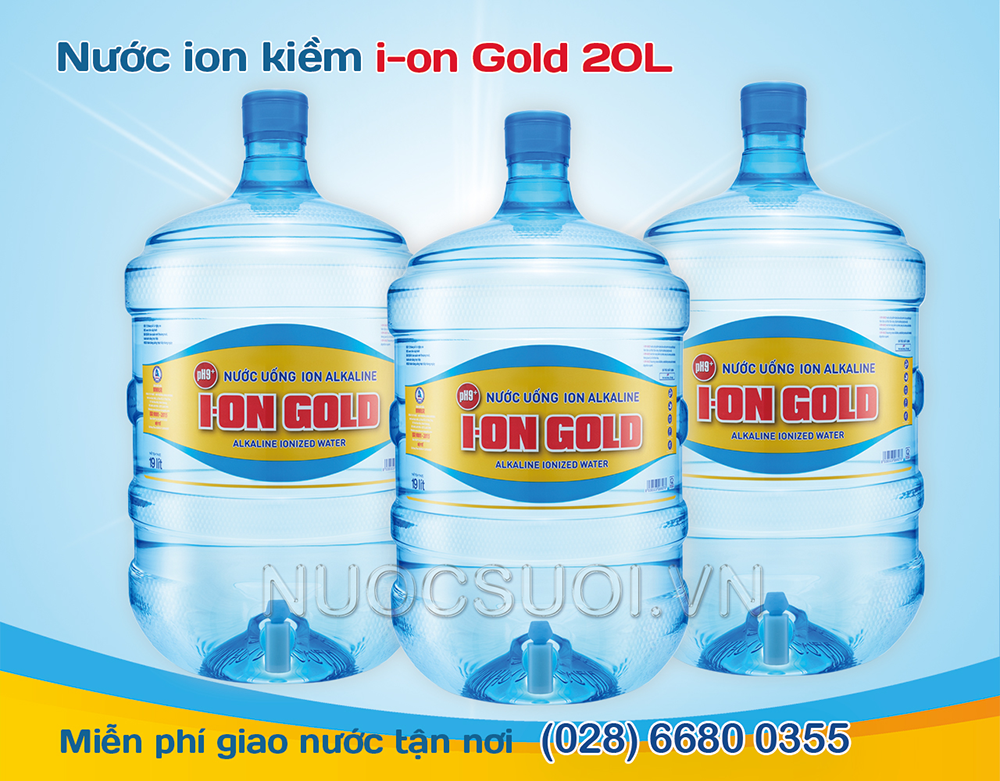 nước ion Gold 20L, ion Gold, ion Gold bình 19L, freeship tại TPHCM, nước bình 20L, nước ion kiềm