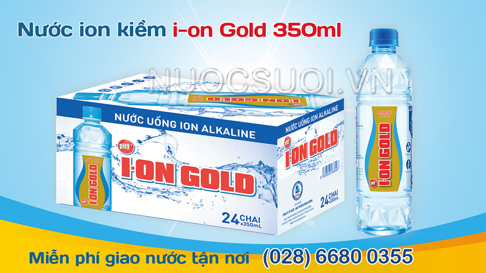 nước ion Gold 350ml, thùng 24 chai, ion Gold, freeship tại TPHCM, nước suối đóng chai, giá rẻ, 350ml, nước ion kiềm